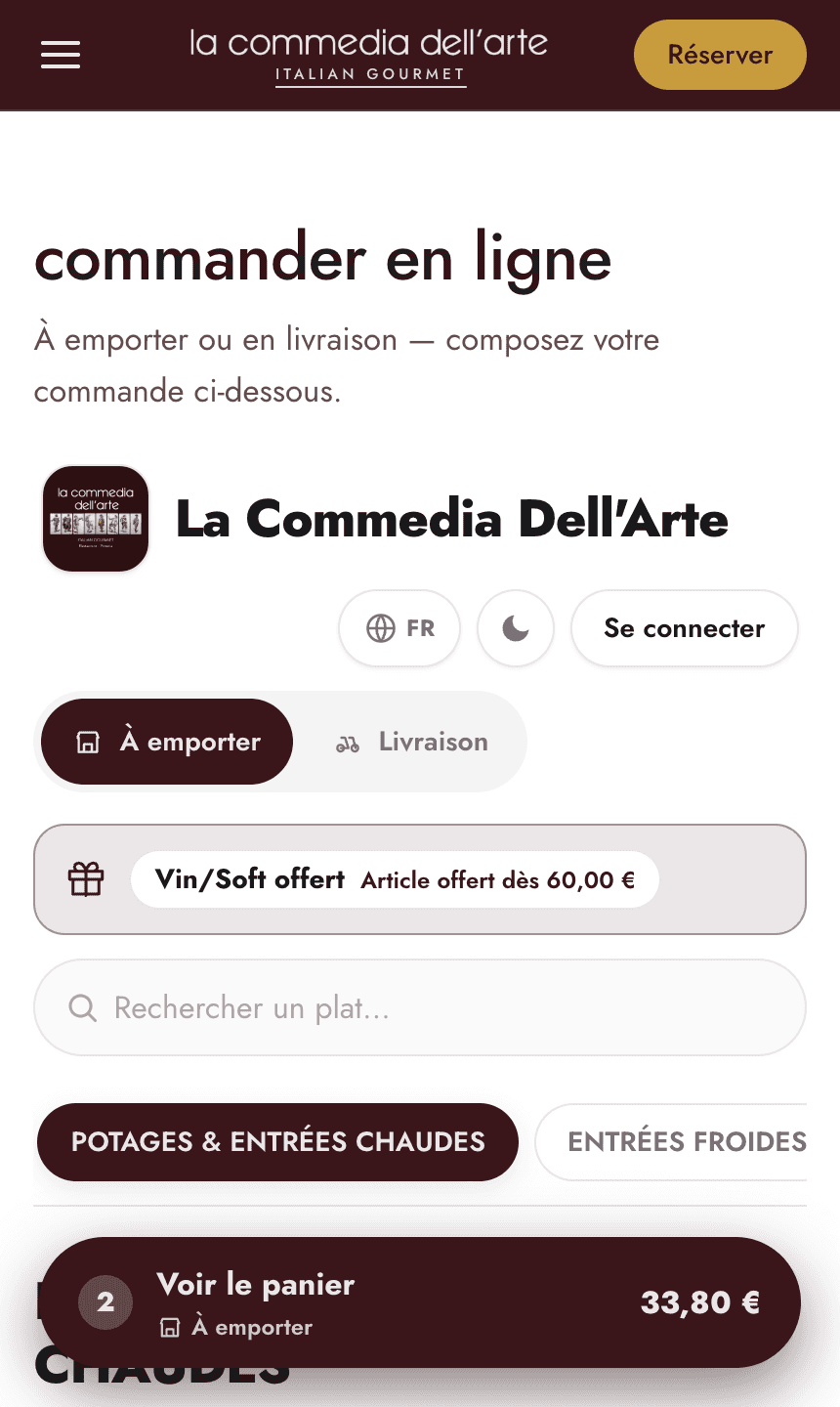 La Commedia dell'Arte — Voir leur commande en ligne